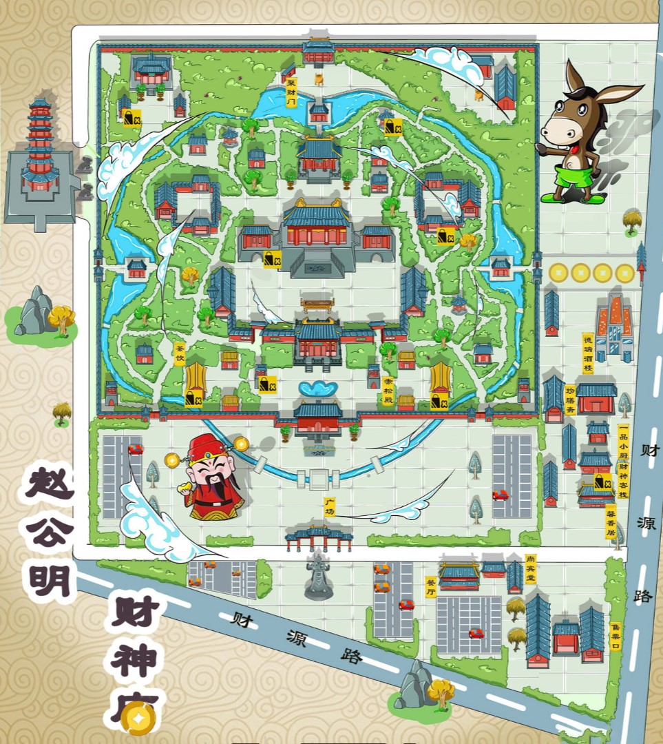 綦江寺庙类手绘地图